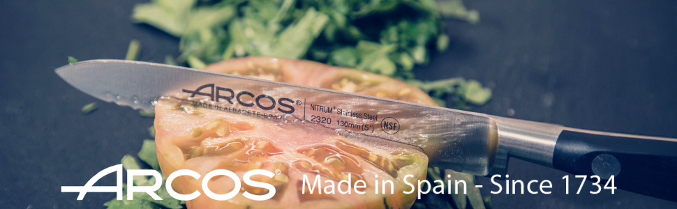 Ніж Santoku Arcos Riviera 180 мм з нержавіючої сталі з титаном, чорний | Іспанський ніж для кухні