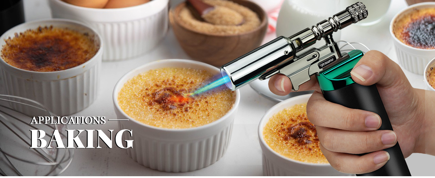 Газовий пальник для кухні Küchenbrenner: потужний Jet-полум'я, заправний бутаном, для крем-брюле, паяння (без бутану), чорний Wb009