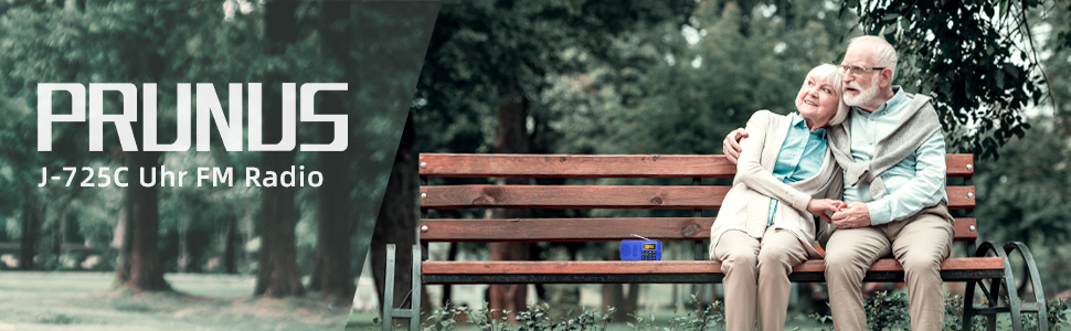 PRUNUS J-725 FM/UKW радіо: цифрове, портативне, з акумулятором 3000mAh, USB/SD/TF/AUX, радіо-годинник, з LED-ліхтариком (блакитне).