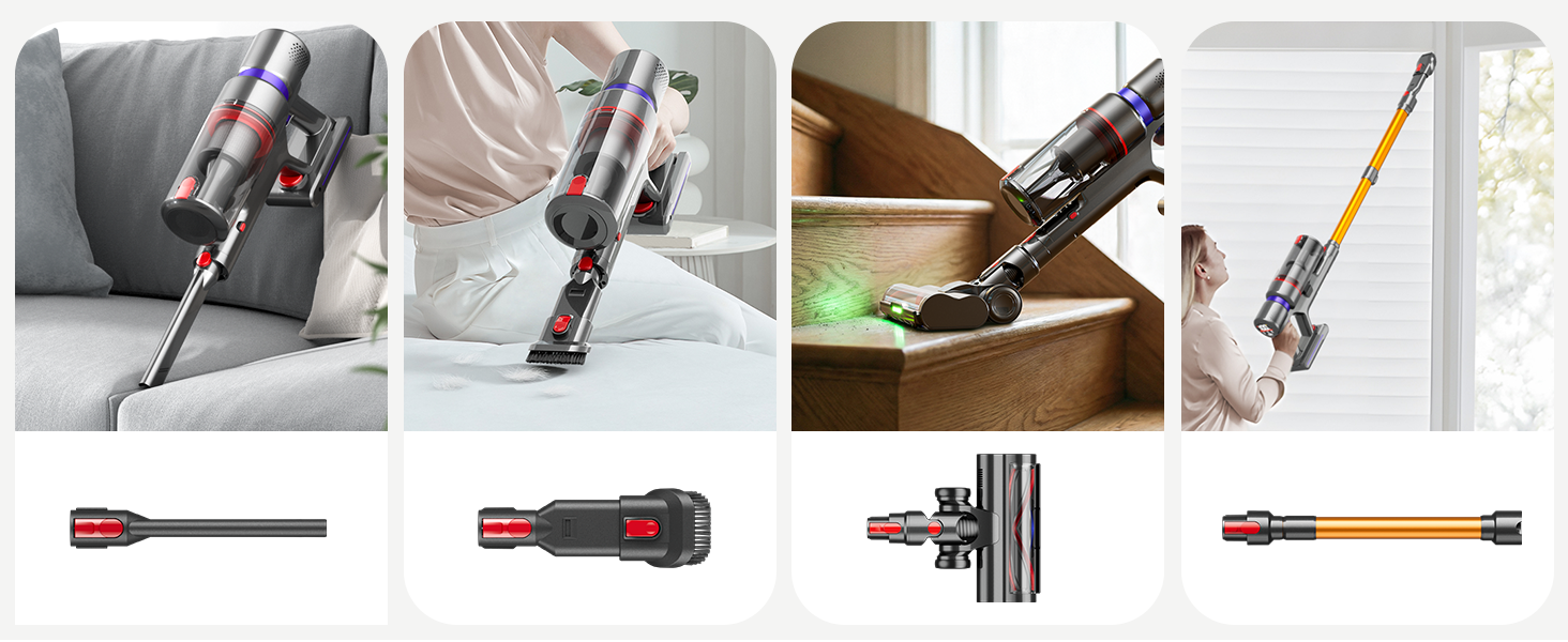 Бездротовий акумуляторний пилосос 600W з потужністю всмоктування 50KPA, 70 хвилин роботи, самостійна парковка, антизаплутана щітка та LED-дисплей, 8-ступенева фільтрація, кріплення на стіну, для шерсті тварин/килимів/твердих поверхонь/автомобіля (фіолетовий)