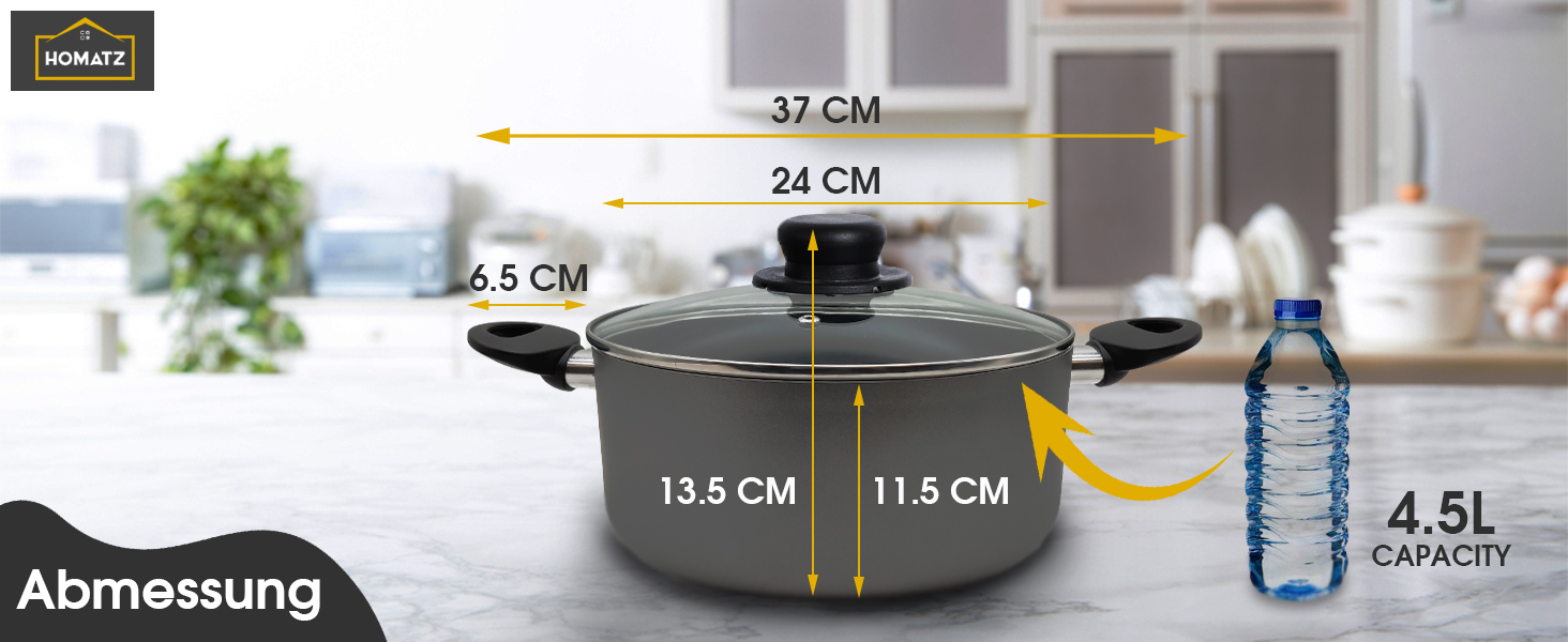 Каструля Homatz 4.5L з антипригарним покриттям, 24 см, з кришкою - для всіх типів плит