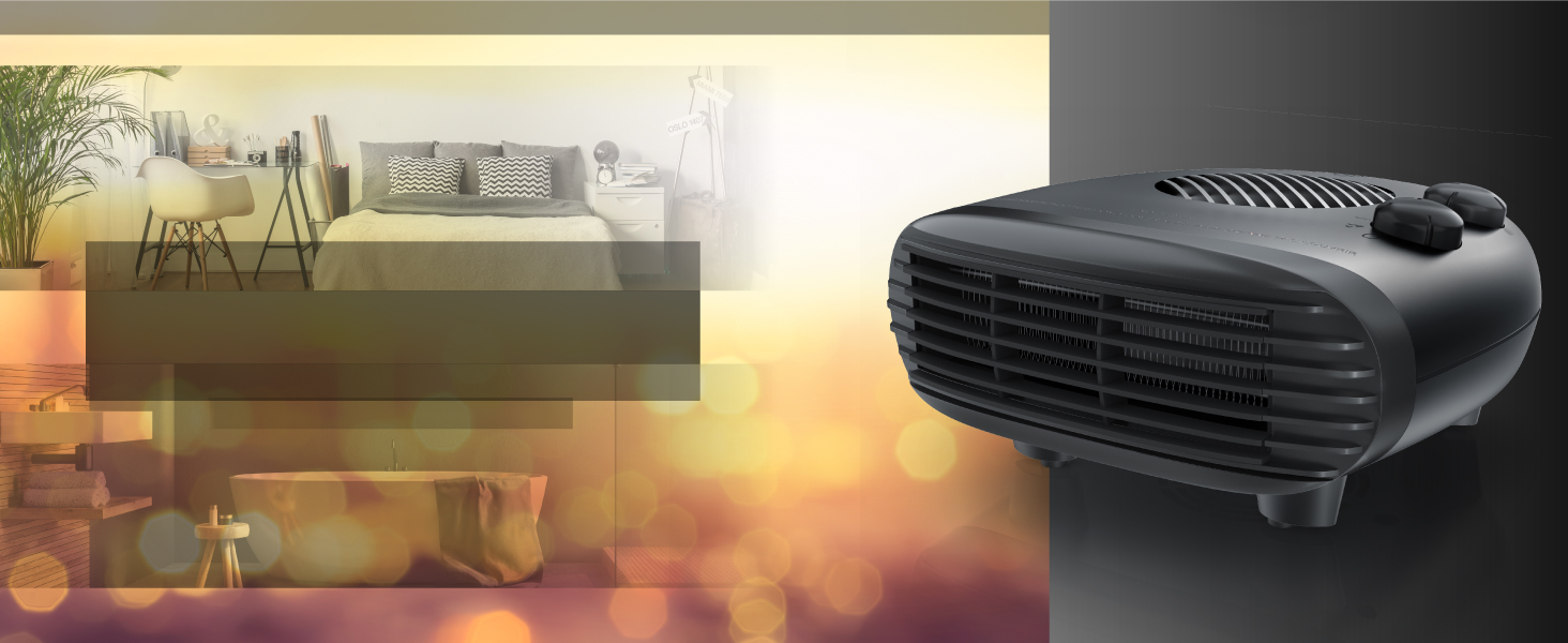 Електричний обігрівач Brandson Heizlüfter 2000W з термостатом, 3 режими потужності, енергоефективний та тихий, захист від перегріву (Cool Grey)