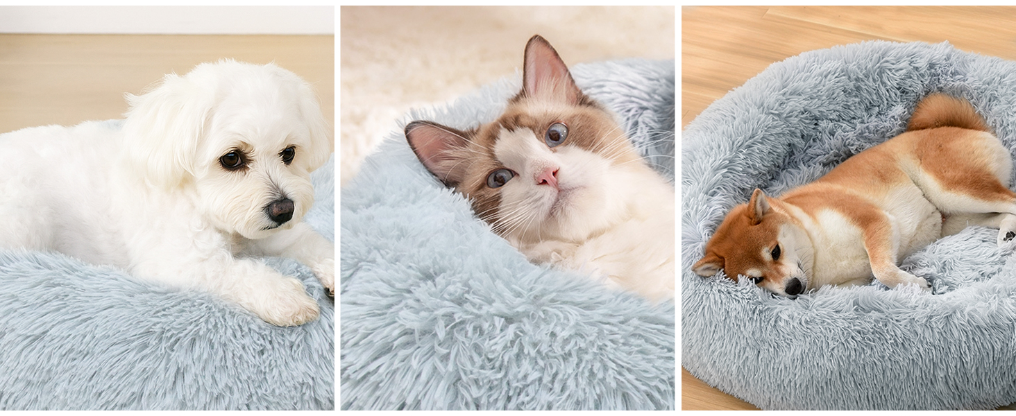 Килимок для котів DONWEI, м'який, у вигляді подушки-пончика, 50 см, сірий, для собак та котів