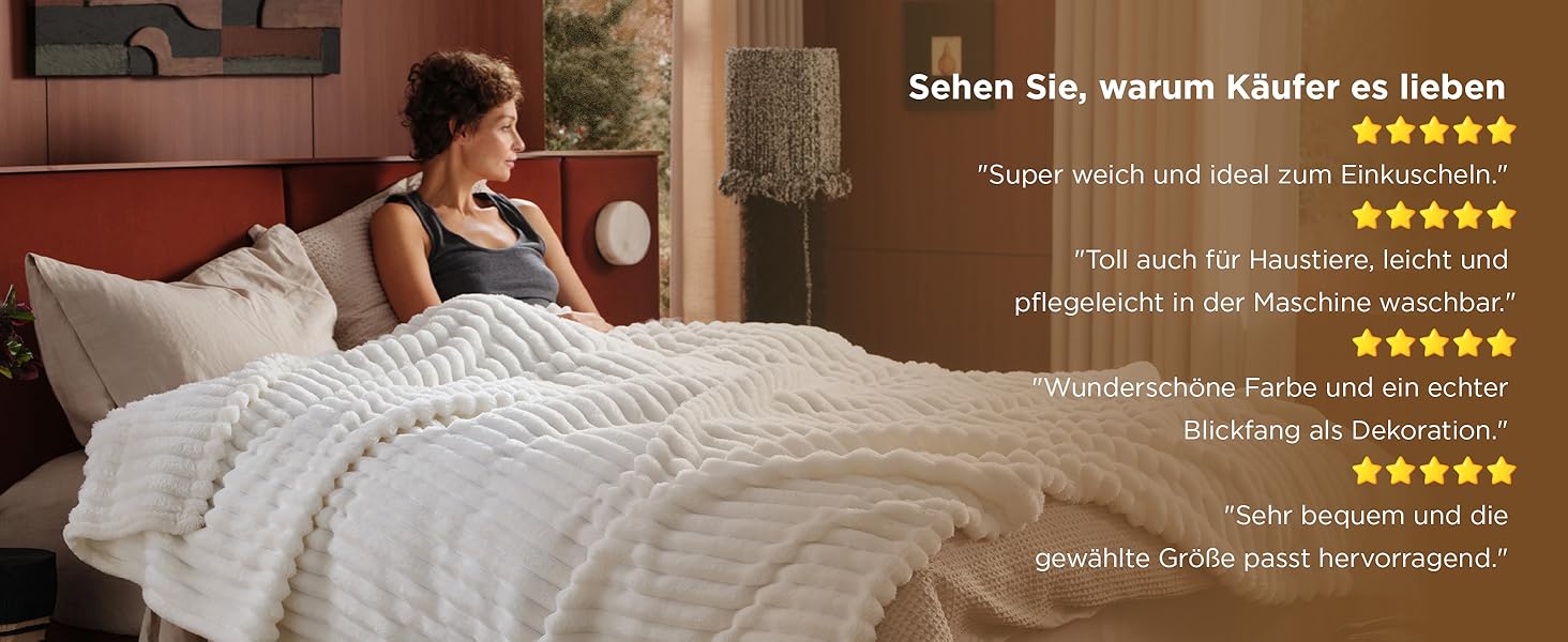 BEDSURE Плед-деко для дому - вовняний та флісовий плед, покривало на диван, м'який теплий плед з грубої в'язки для вітальні, плед для затишку, покривало на ліжко, бежевий, 150 x 200 см