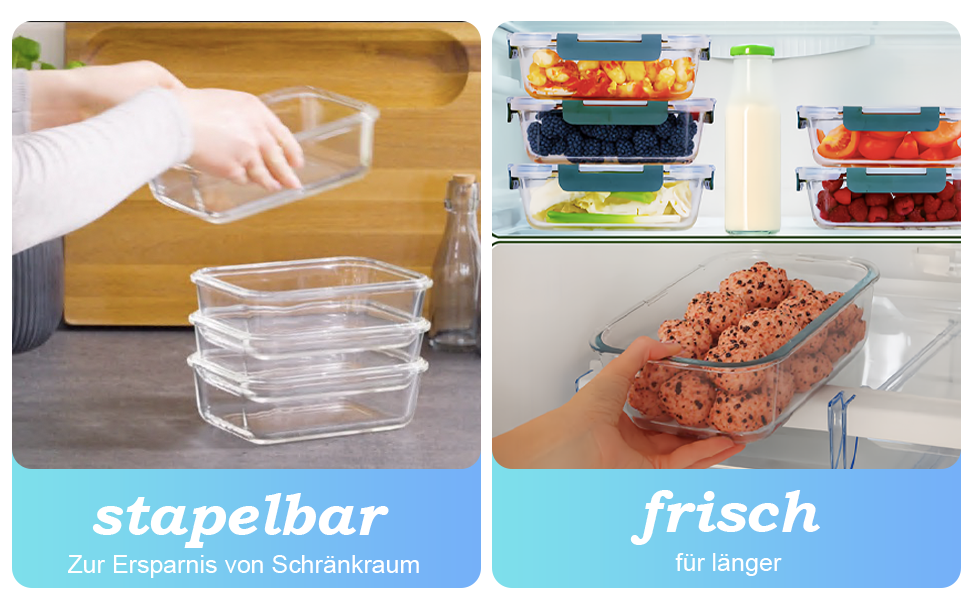 50 великих контейнерів для зберігання з кришкою, герметичні | Без BPA | Складаються | Контейнери для зберігання продуктів для приготування їжі | Підходять для морозильника та мікрохвильової печі | 25 контейнерів + 25 кришок | Герметичний дизайн