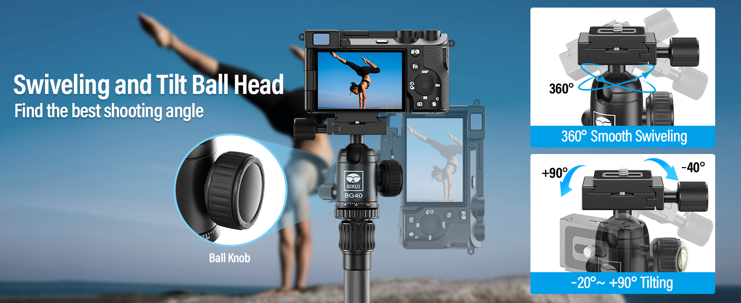 Штатив SIRUI AM-5C Carbon з кульковою головкою, 140 см, вантажопідйомність 10 кг