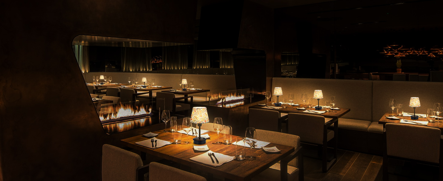 Акумуляторна настільна лампа: портативна, з регулюванням яскравості, для дому та саду. Тканинний абажур, античний метал, квітковий принт