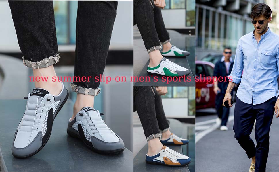 Чоловічі літні кросівки-мюлі Slip-on: дихаючі спортивні капці з сітки, темно-зелені, розмір 43