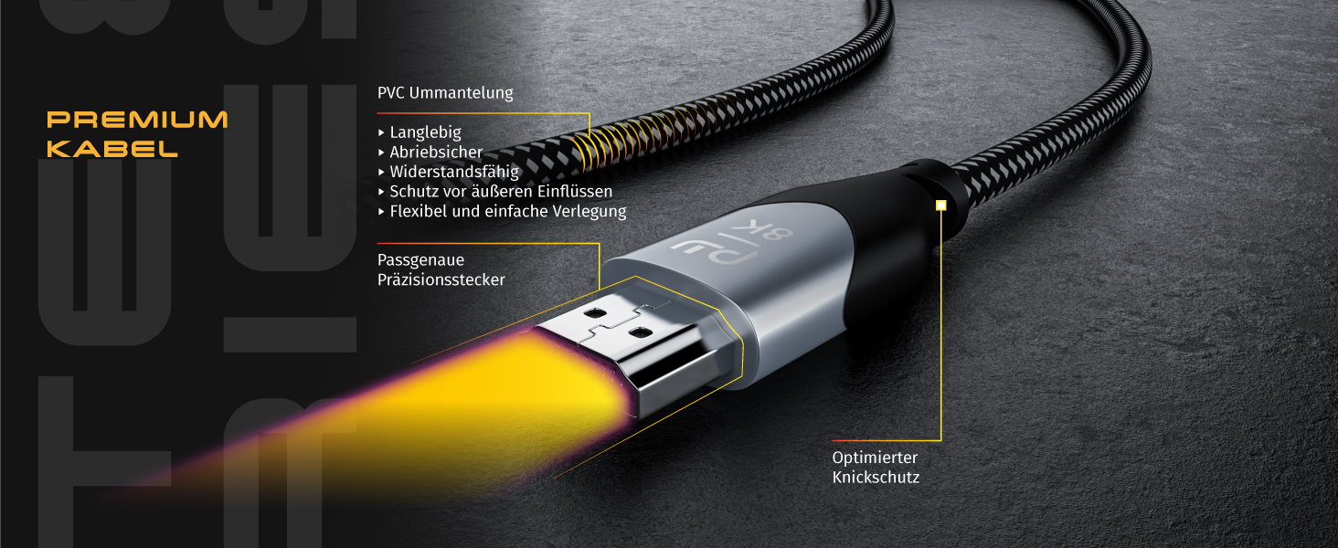 HDMI 2.1 кабель 8K Ultra High Speed II 2м (2 метри) з Ethernet, eARC, HDR10+, 120 Гц, DSC, Nylon, сумісний з Blu-Ray, PS4, PS5, Xbox