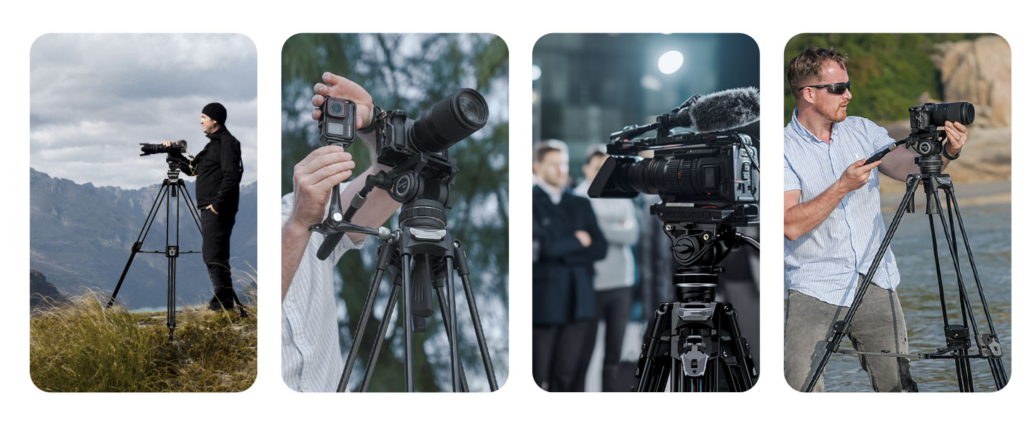 Штатив відео Cayer FA310H з моноподом K10 та рідкосильним кріпленням - швидкозатискачі ніг, швидке регулювання, вантажопідйомність 10 кг, алюміній, 2 швидкознімні пластини, ручка для переноски - для DSLR, бездзеркальних камер, відеокамер