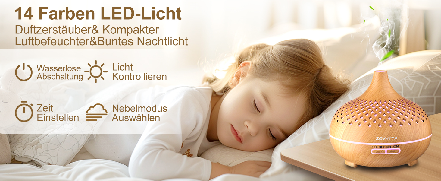 Дифузор аромату 500 мл з ефірними оліями та керуванням від пульта, 14 кольорів, 2 режими розпилення, тиха робота, золото