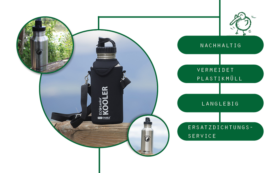 Еко-пляшка для води ECOtanka megaTANKA 2,0 л з нержавіючої сталі, герметична, BPA-free, для спорту, туризму, фітнесу