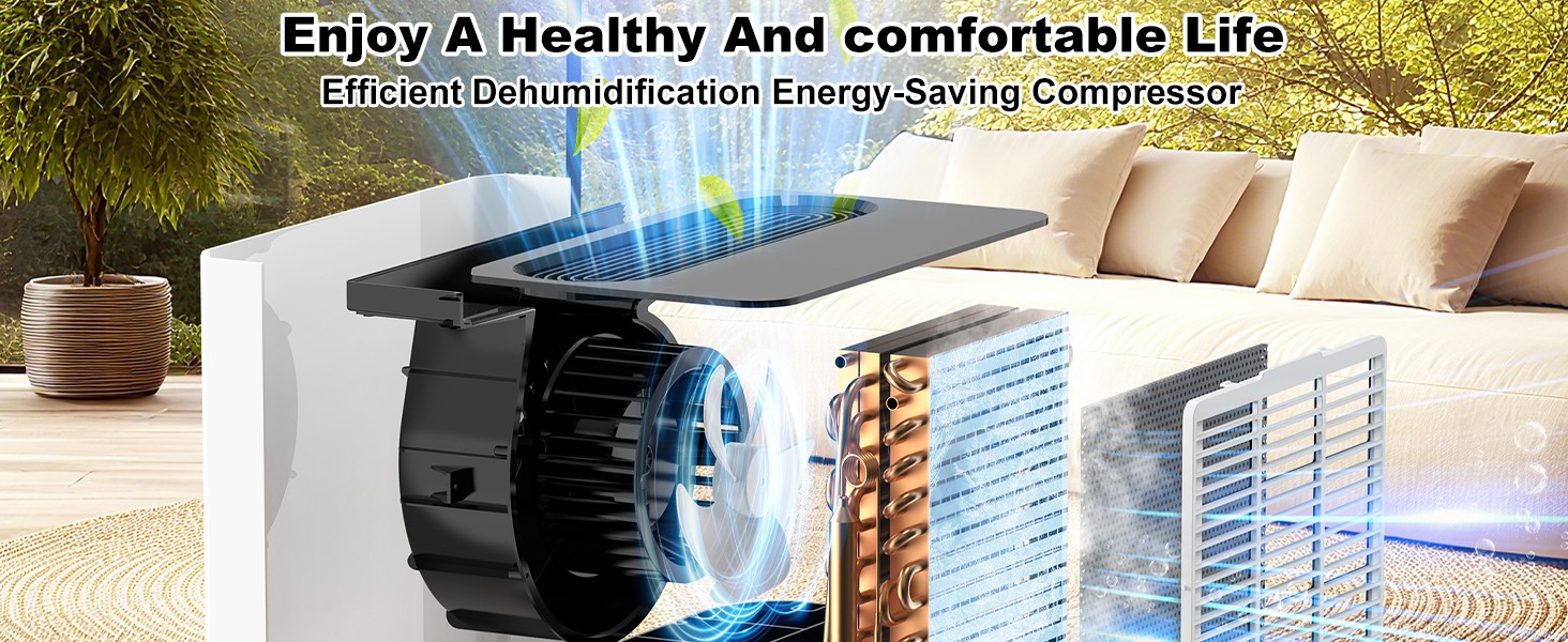 Електричний осушувач повітря з автоматичною та безперервною подачею води (шланг у комплекті), для спалень та підвалів, LED-дисплей, тихий з таймером (12л/день)