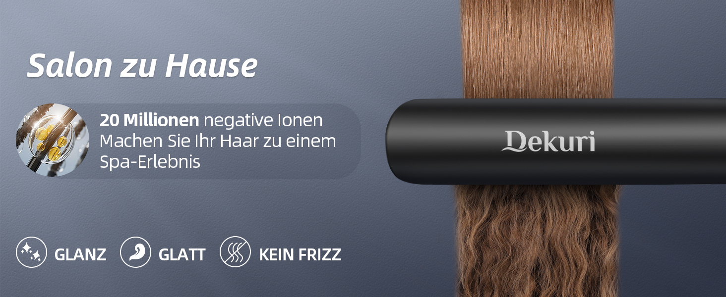 Dekuri 42mm Ceramic Hair Straightener - Water-Based Plates, Pink/Black - Adjustable 120°C-230°C