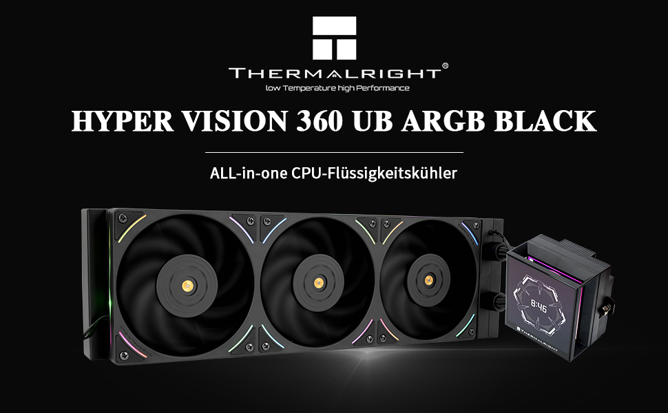 TR Hyper Vision 360 UB ARGB Black: Рідинна система охолодження CPU з LCD-дисплеєм 3.95