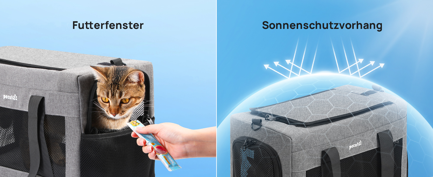 Транспортна сумка для котів Pecute Katzentasche: міцна переноска для домашніх тварин, легка, складана, для котів та маленьких собак, ідеальна для подорожей та до ветеринара, до 4 кг (44 x 23 x 30 см, темно-сірий)