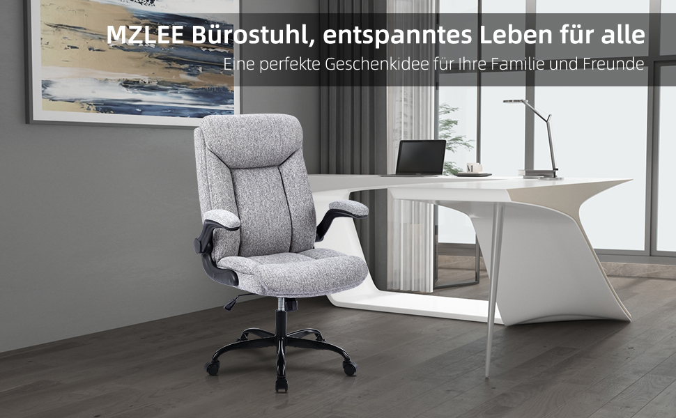 Ергономічне крісло для офісу та дому: обертове крісло з підйомними підлокітниками, регульоване по висоті, сіре, тканина