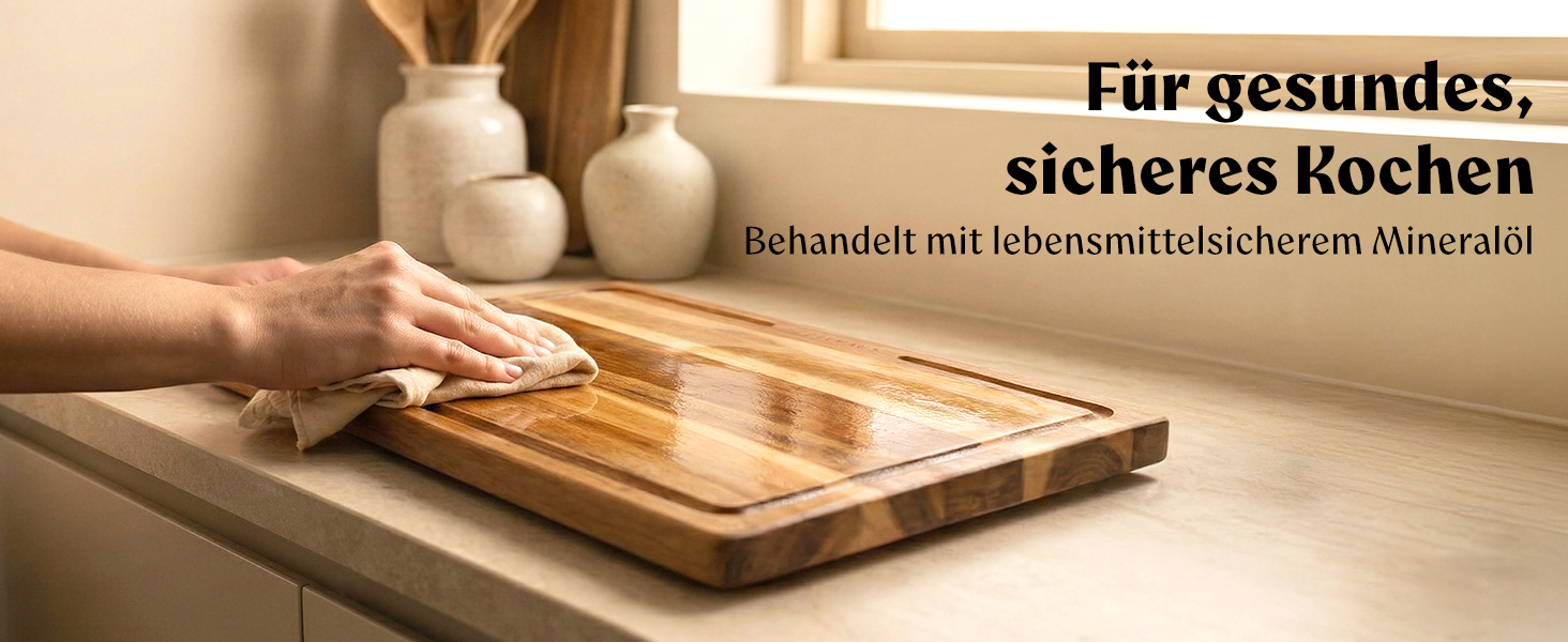 Набір дерев'яних обробних дощок 3 шт. з акціїї (40x30см / 33x24см / 26x18см) - дерев'яні дошки для кухні з канавкою для соку, преміум якість