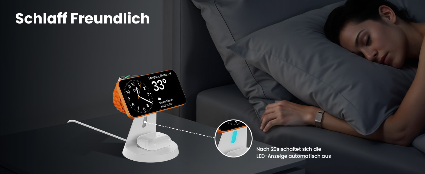 Зарядна станція JoyGeek 3-в-1 для Apple Watch, iPhone (MagSafe), AirPods (біла) - Бездротова зарядка для iPhone 12-15, iWatch 11-2/Ultra/SE, Airpods 2-4