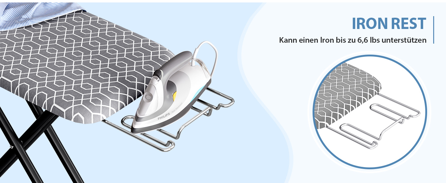 Відкидна гладильна дошка KINGRACK з регулюванням висоти, стабільний стійкий стіл для прасування з металевим каркасом, 33 x 110 см (Сірий)