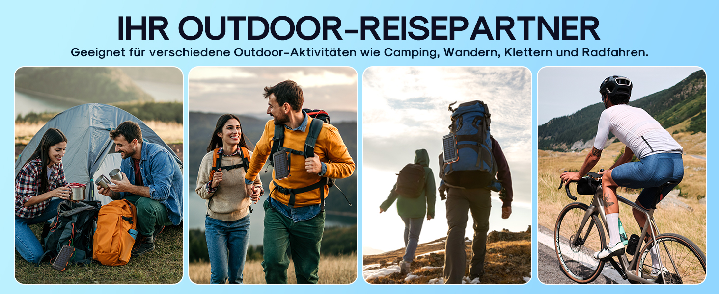 Power Bank Vikeri Solar 26800mAh: Сонячний акумулятор з USB-C, 4 виходами, водонепроникний, для смартфонів, планшетів та іншого