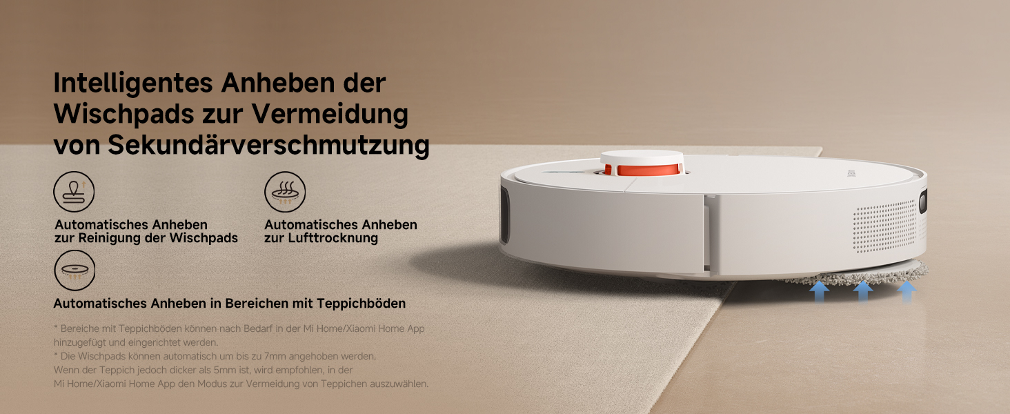 Робот-пилосос Xiaomi Robot Vacuum X20+ з функцією вологого прибирання, потужність всмоктування 6000 Па, підйомні швабри