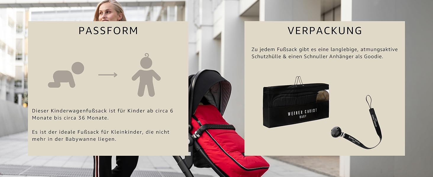 Дитячий зимовий термо-муфта WERNER CHRIST BABY CORTINA, універсальний для візочків, знімна медична овчина, чорний, для дітей 6-36 місяців
