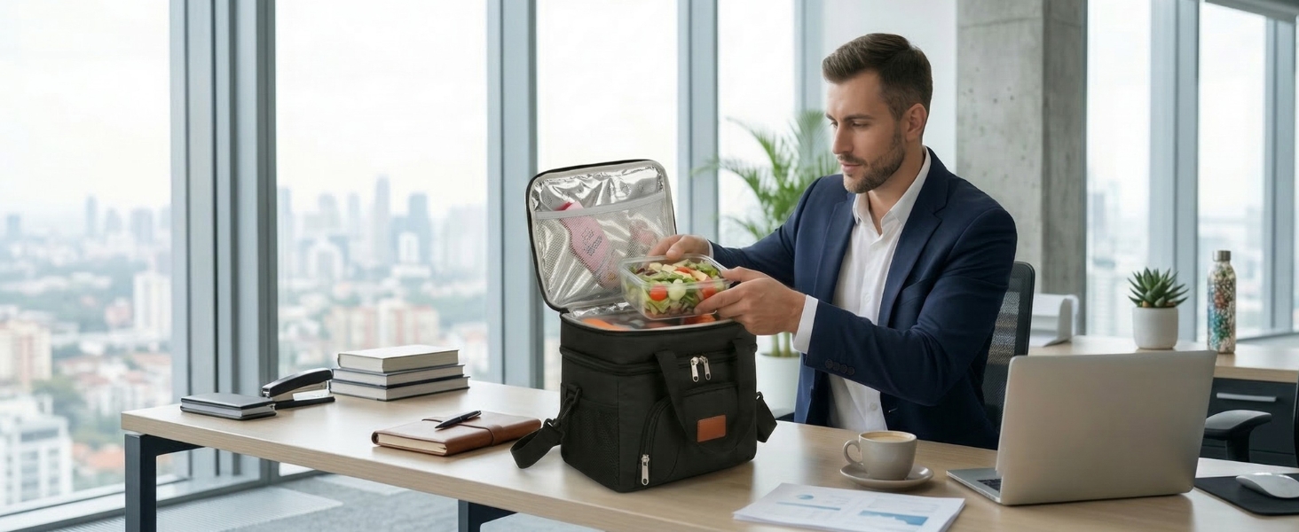 Термосумка JANSBEN для 12 банок: компактна, ізольована, з 6 відділеннями для пікніка, роботи та авто (сіра)