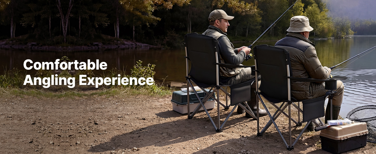 Складні кемпінгові крісла VEVOR 2 шт, надміцні (204 кг), з підлокотниками та підсклянником, для риболовлі та відпочинку на природі
