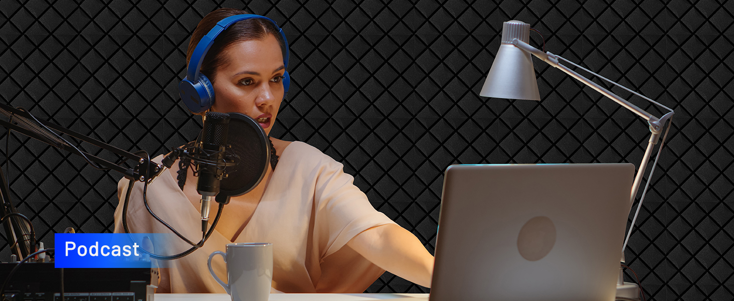 Акустичний поролон для звукоізоляції, шумопоглинаючі панелі 30x30x7.5 см, самоклеючі звукоізоляційні плити (24 шт) + 150 двосторонніх клейких подушок