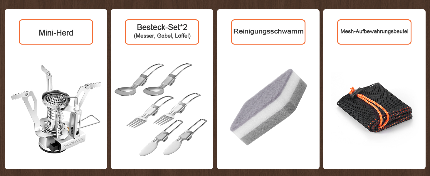 Набір посуду для кемпінгу Odoland з нержавіючої сталі (13 предметів) - посуд для приготування їжі, набір каструль, сковороди, тарілок, мисок, виделок, ножів, ложок для кемпінгу, походів, пікніків