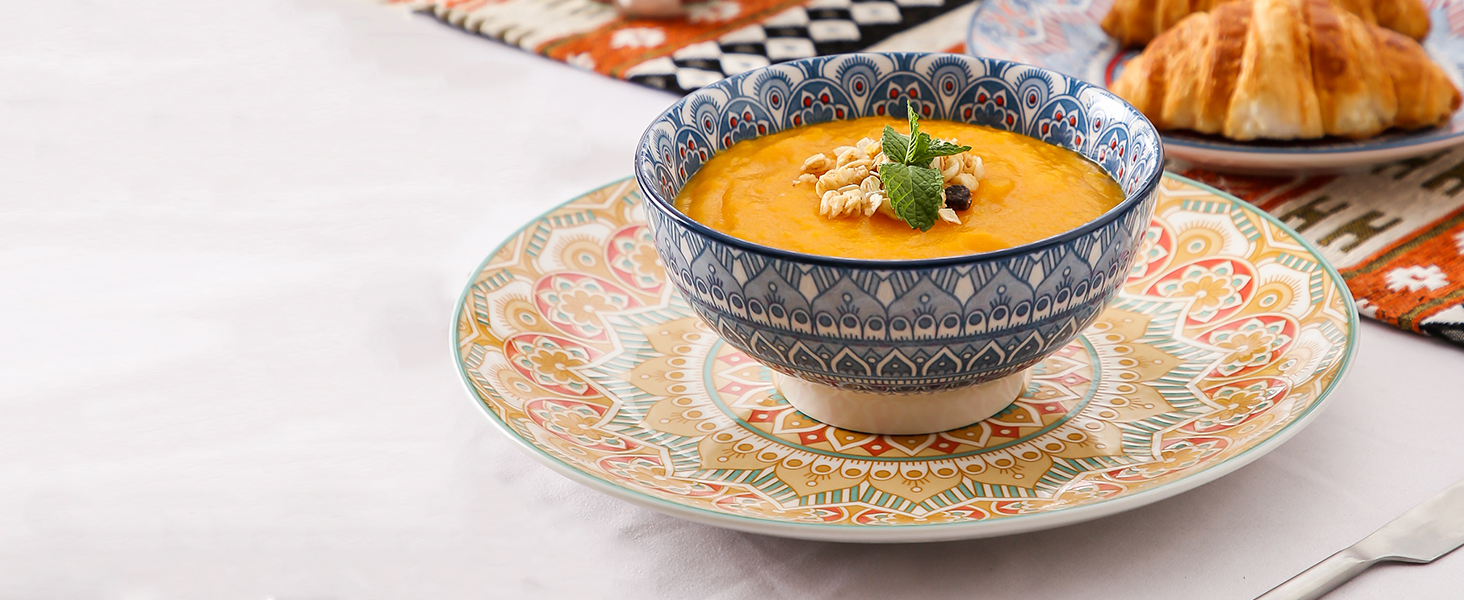 Набір посуду Vancasso MANDALA 32 шт. з порцеляни, 8 персон, ручна робота, богемський стиль