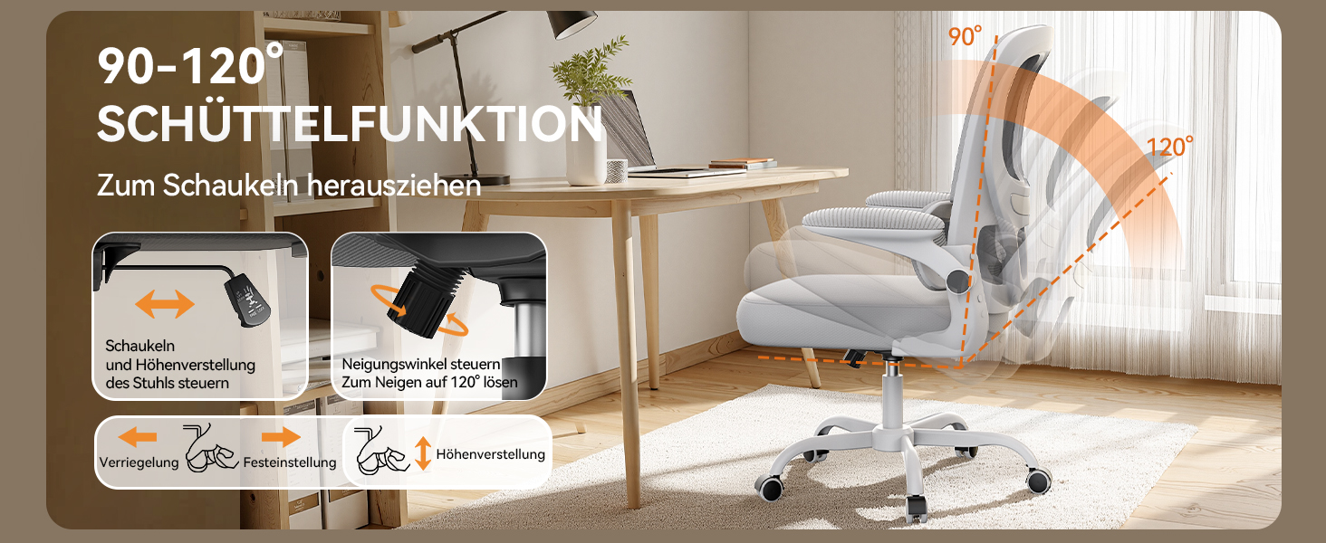 Офісний стіл Naspaulro: ергономічне крісло з регульованою підголівником, підлокітниками та підтримкою попереку. Динамічний поворотний стіл з дихаючою сіткою для дому та офісу (Сірий 2, без підголівника)