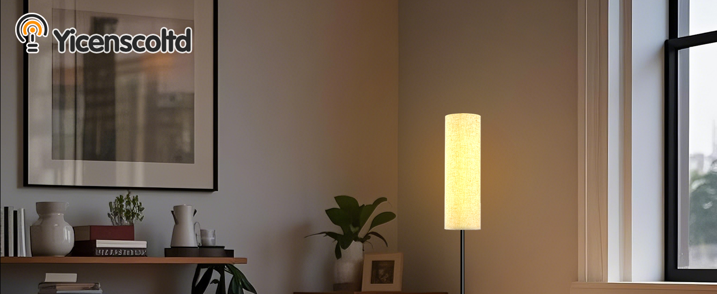 Стійка лампа для вітальні з 3 колірними температурами, 12W E27, бавовняний абажур, вимикач на нозі, LED диммер, підходить для спальні, читання, офісу (сучасний)