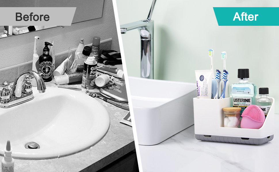 Тримач для зубних щіток у ванну кімнату: органайзер з отвором для зливу, знімний, сірий