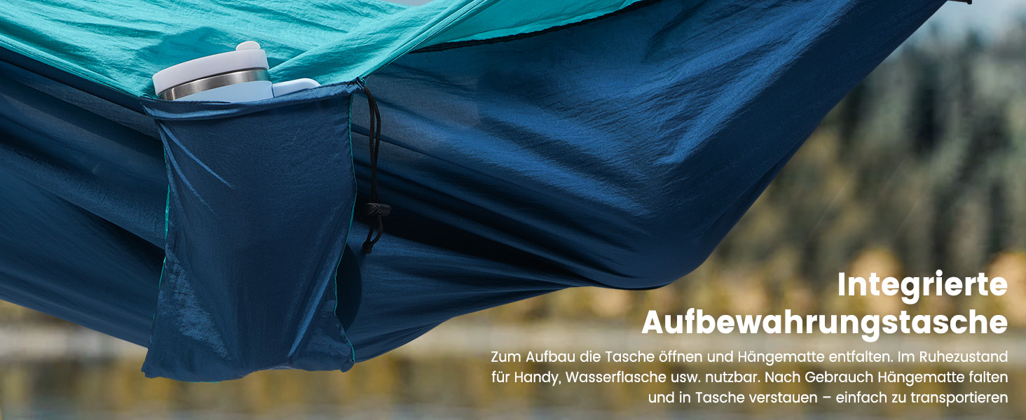 Гамак для двох осіб XXL 300 x 200 см – Складаний, ультралегкий та портативний. Міцний гамак для відпочинку на природі (300 кг) – ідеально для саду, кемпінгу та подорожей (блакитний)