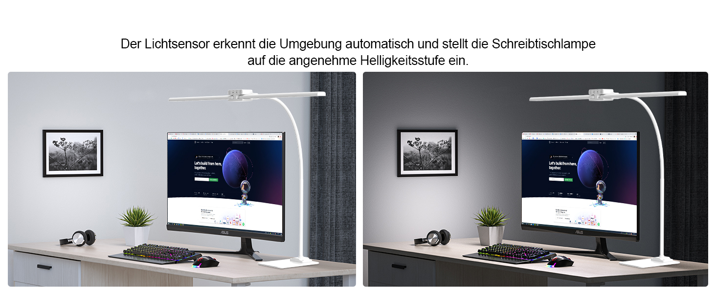 LED Desk Lamp with Adjustable Brightness - 1200 Lumens, Dual Head, Clamp-On for Home Office, Eye Protection, Gooseneck Design, Monitor Light with 5 Color Temperature & Brightness Levels (Metal Base)