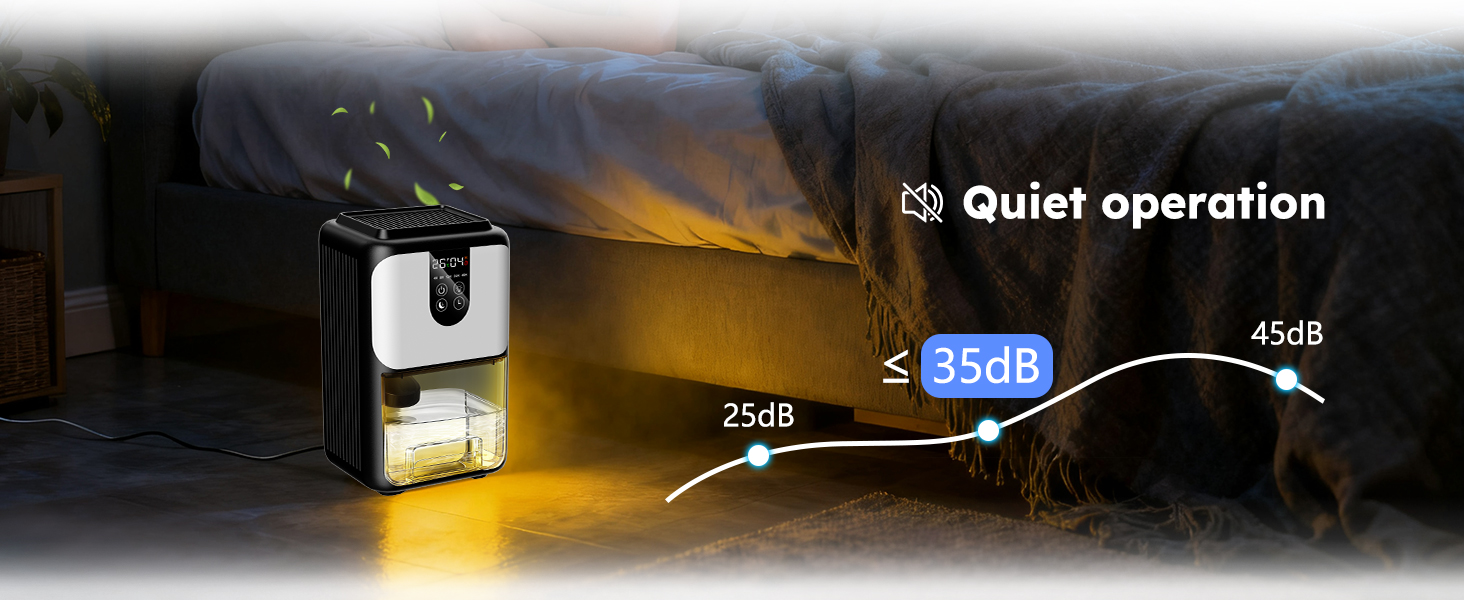 Електричний осушувач повітря 1800 мл з автовимкненням, тихий осушувач для дому з 7 кольоровою підсвіткою, таймером 48 годин - ідеальний для спальні, ванної кімнати, підвалу, кемперу та шафи. Сірий колір.
