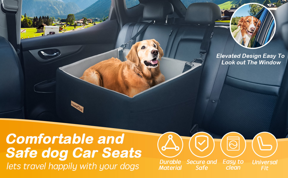 Автокрісло для собак, сіре, велике, до 20 кг, з кишенями для зберігання. Підходить для великих собак та цуценят. Знімне та миється.