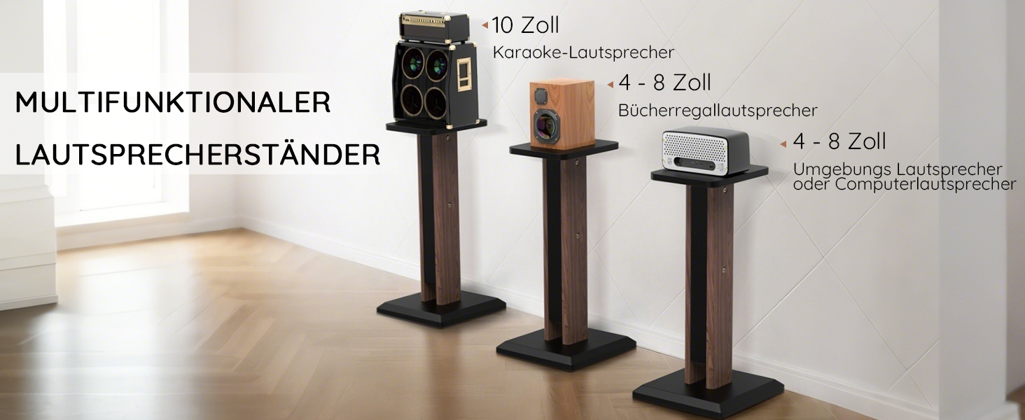 Підставка для акустики 65-85 см, регульована по висоті, дерев'яні підставки для сателітної акустики 4-10 дюймів, 20 кг, набір 2 шт (колір: коричневий)