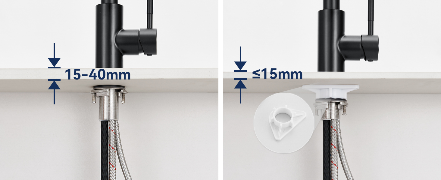 Змішувач кухонний Lonheo з висувною лійкою, високий поворотний кран для кухні з нержавіючої сталі, двофункціональний, для мийки, матовий чорний