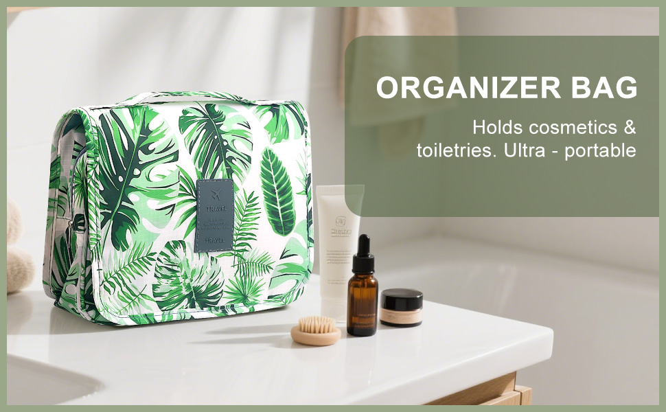 Косметичка для подорожей, чоловіча, зелена, з ручкою, з кількома відділеннями