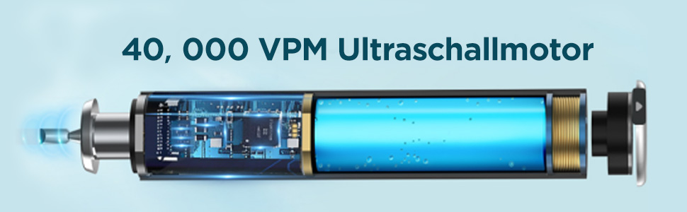 Електрична звукова зубна щітка для дорослих - відбілювання, ультразвукова, з кейсом для подорожей та зарядною станцією, 8 насадок, 5 режимів (Чорна)