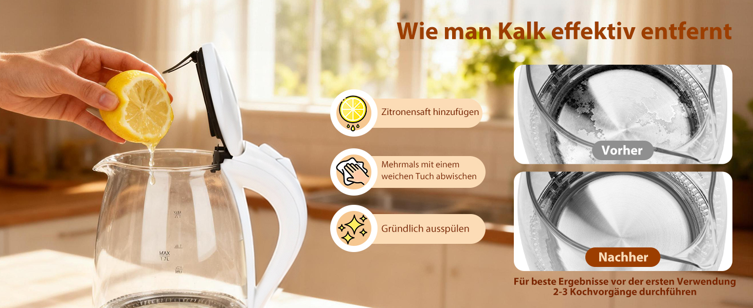 Електричний чайник Aigostar 1.7 л, 2200 Вт, зі скляною колбою, LED-підсвічуванням, без BPA, з фільтром від накипу, чорний (Eve)