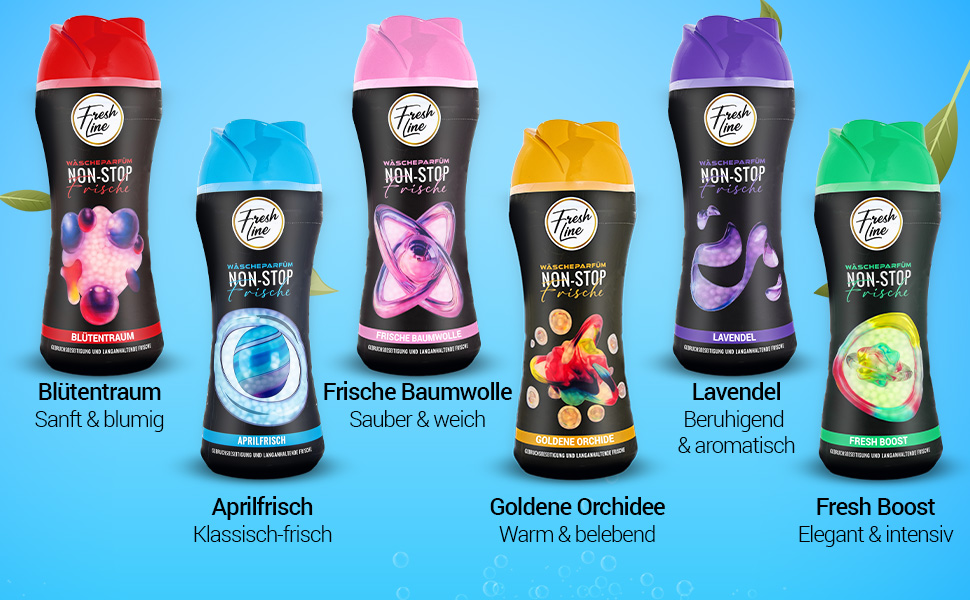 Парфумовані перли для прання Freshline, ароматизатор для пральної машини «Свіжа бавовна», 6 x 300 г