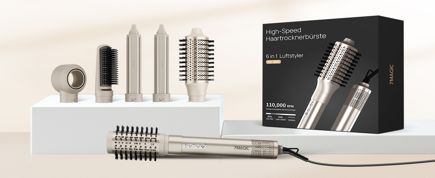 7MAGIC Airstyler 6-в-1: стайлер, плойка, фен, іонізація, для волосся, професійний, для особливих випадків, золото