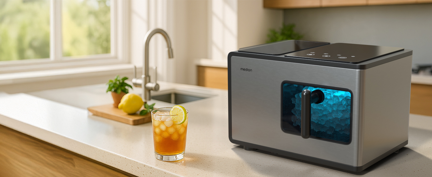 Машина для приготування льоду MEDION MD11960: Nugget та подрібнений лід, 15 кг, 2 л бак, самоочищення