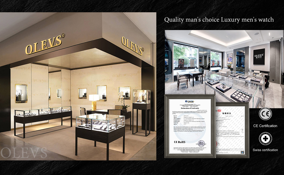 Чоловічий годинник OLEVS класичний, кварцовий, чорний зі сталевим ремінцем, водонепроникний, з датою та підсвіткою