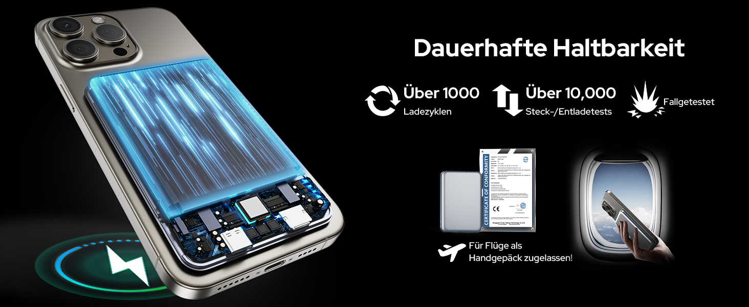 Магнітний Power Bank для iPhone з підтримкою MagSafe 5000mAh, зовнішній акумулятор з бездротовою зарядкою та USB-C, сріблястий