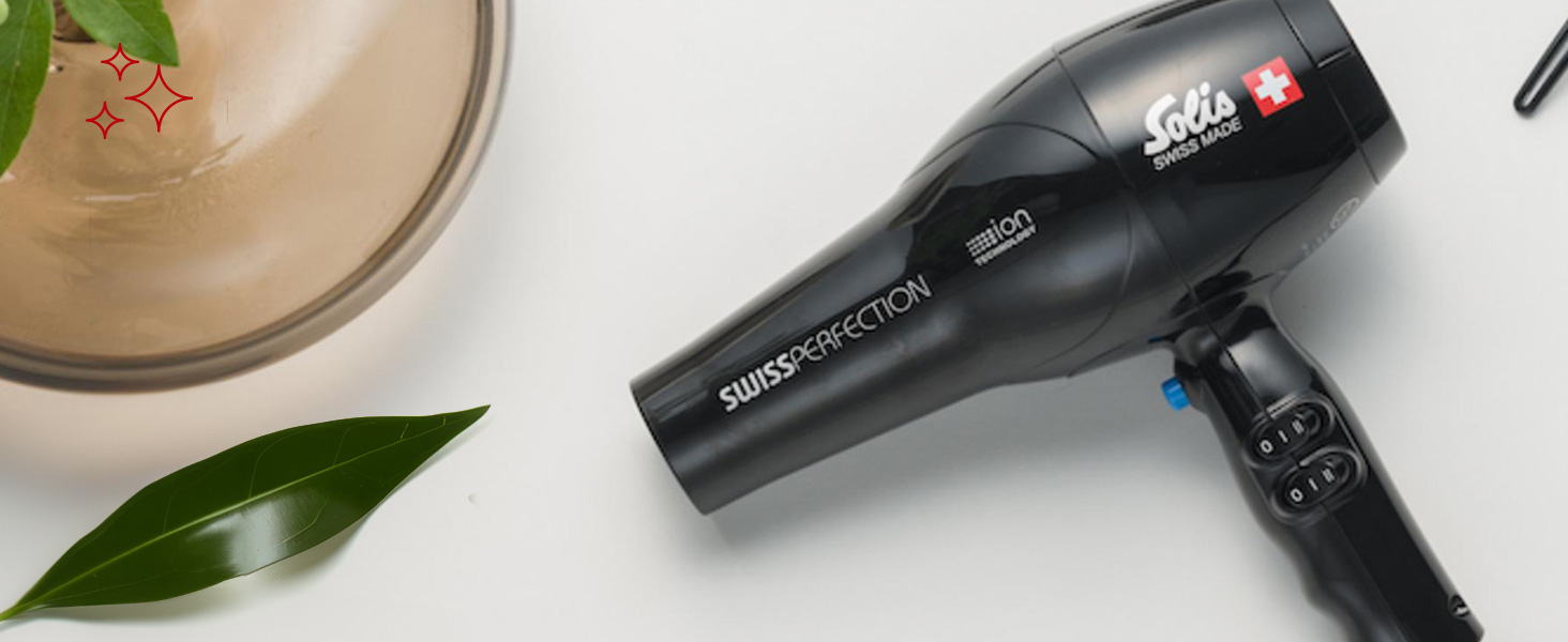 Фен Solis Swiss Perfection 440 Föhn: 2300 Вт, іонізація, AC-двигун, 3 режими температури, 2 швидкості, чорний